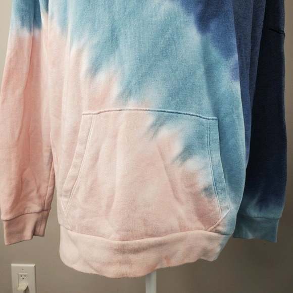 Victoria Secret PINK Tie Die Hoodie Sweatshirt Size M Blue Pink Kangaroo Pocket - Picture 7 of 13